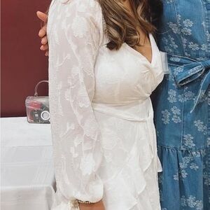 Francesca's Collections Cream Long Sleeve Bishop Sundress